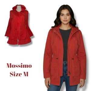 Mossimo Retired 2013 Target Era Distressed Cargo Jacket Red Hooded Cinch Waist M